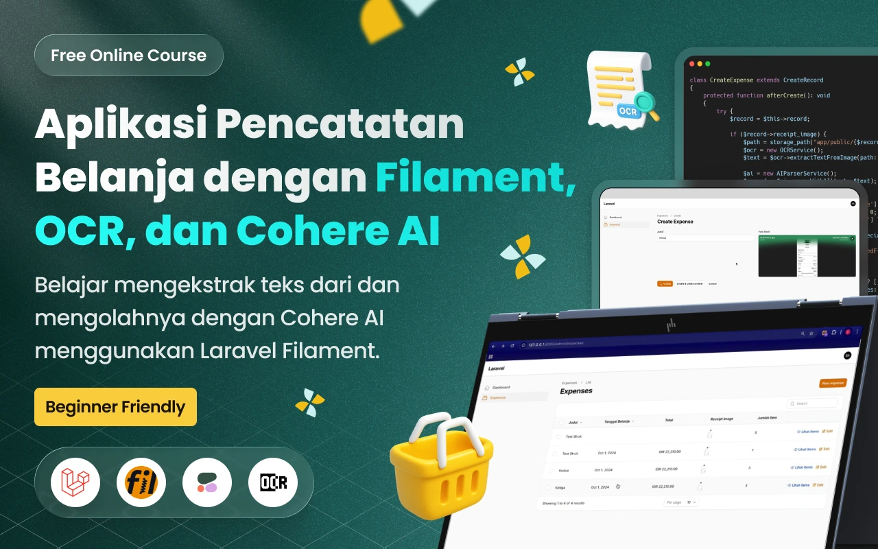 Kelas Pencatatan Belanja Filament, OCR dan Cohere AI di BuildWithAngga